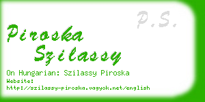 piroska szilassy business card